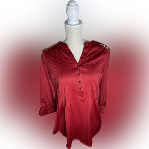 NEW** Large Red Women’s’ Blouse with gold accents